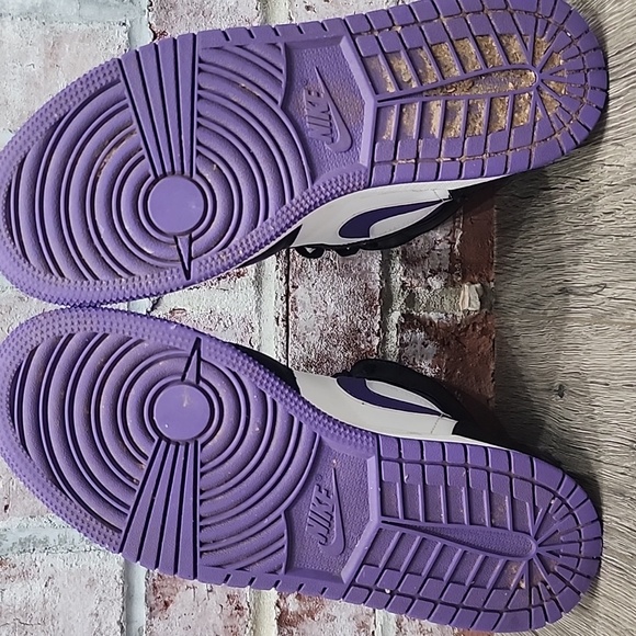 NIKE AIR JORDAN 1 MID BLACK DARK IRIS WHITE PURPLE - Picture 7 of 8